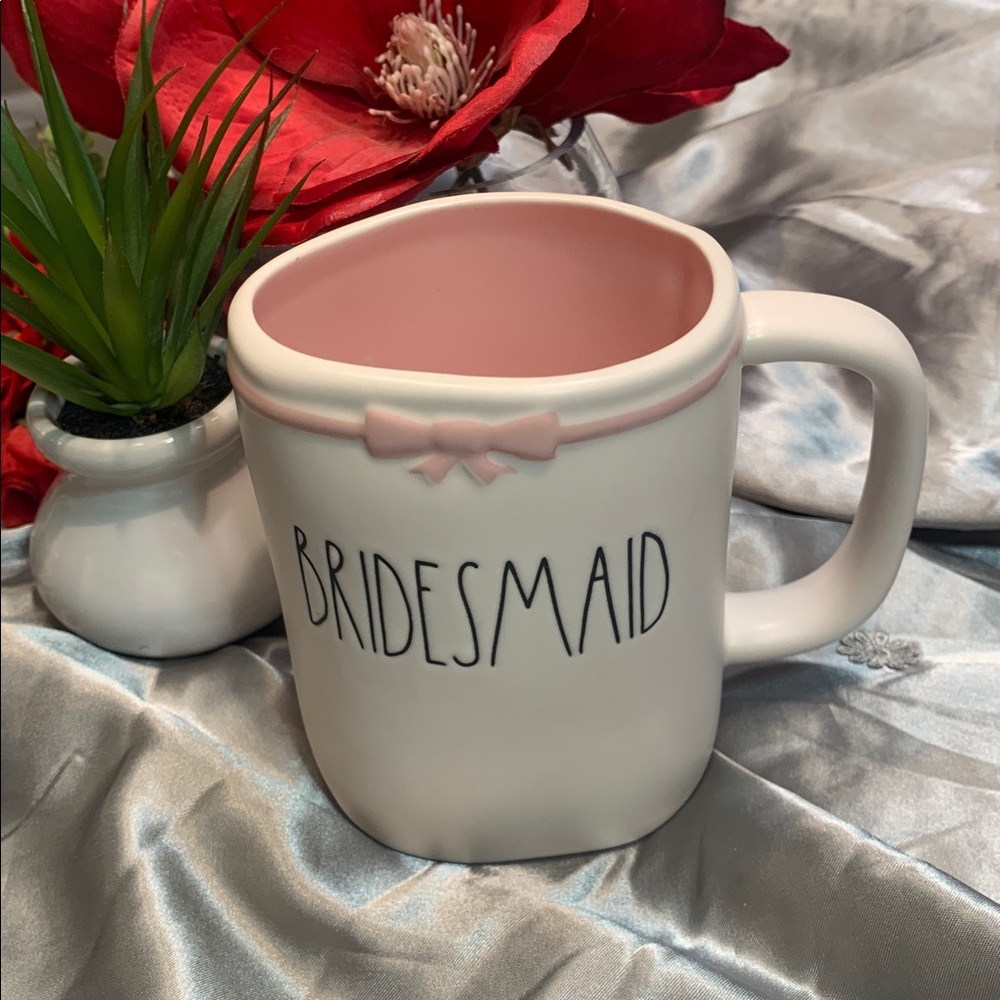🌹RAE DUNN • Bridesmaid Ceramic Mug with Pink Bow •